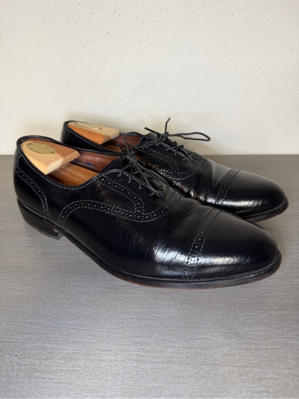 Vintage Allen Edmonds Winfield Grain Leather Wingtip Oxfords 11 E Mens Shoes